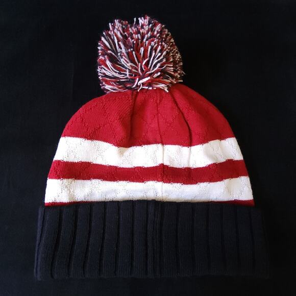 Gryffindor Harry Potter Red Winter Embroidered Striped pom pom Beanie Knit Hat - Picture 4 of 4